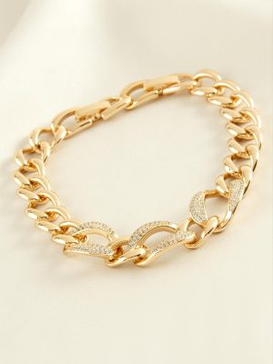 Xuping Oval Zirkon Taşlı Lüks Çelik Bileklik-Gümüş Rengi