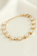 Xuping Kare Zirkon Taşlı Lüks Çelik Bileklik-Roz