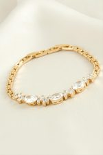 Xuping Oval Zirkon Taşlı Lüks Çelik Bileklik-Roz