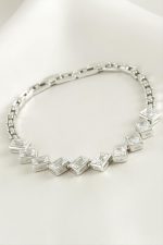 Xuping Dikdörtgen Zirkon Taşlı Lüks Çelik Bileklik-Gümüş Rengi