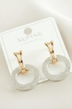 Xuping Halka Lüks Çelik Küpe-Sarı