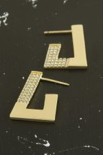 Xuping Zirkon Taşlı Lüks Çelik Küpe-Sarı - Görsel 2