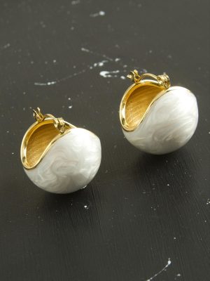 Oval Lüks Çelik Küpe-Mavi