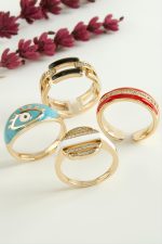 Xuping Karışık Mineli Lüks Çelik Yüzük-Renkli - Görsel 4