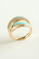 Xuping Karışık Mineli Lüks Çelik Yüzük-Renkli - Görsel 3