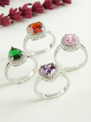 Karışık Lüks Zirkon Taşlı Ciddi İlişki Yüzüğü-Renkli