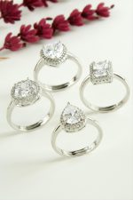 Karışık Lüks Zirkon Taşlı Ciddi İlişki Yüzüğü-Gümüş Rengi