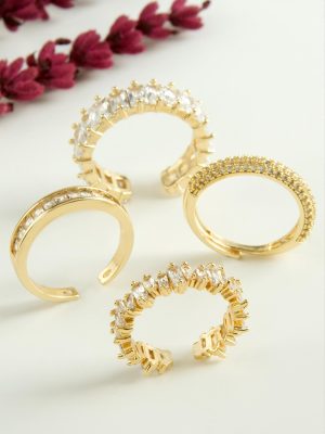 Karışık Lüks Baget Zirkon Taşlı Yüzük-Sarı