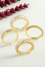 Karışık Lüks Baget Zirkon Taşlı Yüzük-Sarı - Görsel 4