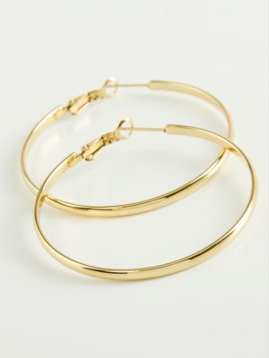 Lüks Çelik Halka Küpe 4,5 cm-Sarı