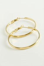 Lüks Çelik Halka Küpe 3,8 cm-Sarı