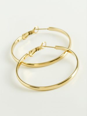 Lüks Çelik Halka Küpe 3,8 cm-Sarı