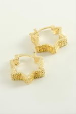 Yıldız Kilitli Halka Küpe-Sarı - Görsel 2