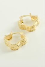 Yıldız Kilitli Halka Küpe-Sarı