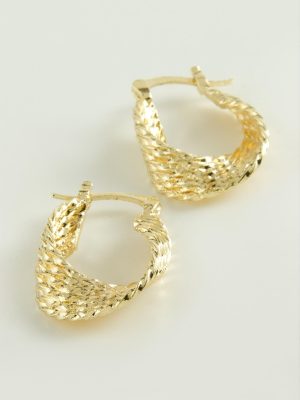 Burgulu Kilitli Halka Küpe-Sarı