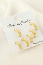 6 Adet Yarım Halka Küpe 1 cm-Sarı - Görsel 2