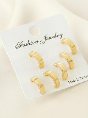 6 Adet Yarım Halka Küpe 1 cm-Sarı