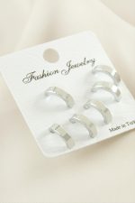 6 Adet Yarım Halka Küpe 1 cm-Gümüş Rengi - Görsel 2