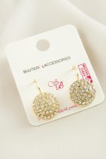 Yuvarlak Taşlı Klipsi Küpe-Sarı - Görsel 2