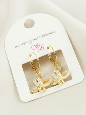 Kelebek Taşlı Küpe-Sarı