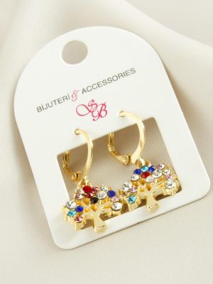 Hayat Ağacı Taşlı Küpe-Sarı