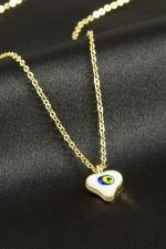 Kalp Nazar Mineli Kolye-Sarı - Görsel 2