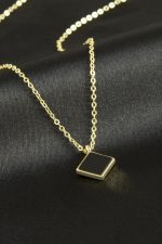 Kare Polyester Kolye-Siyah - Görsel 2