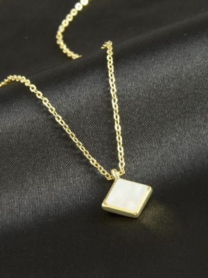 Kare Polyester Kolye-Siyah