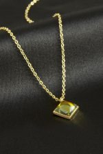 Kare Cam Kolye-Sarı - Görsel 2