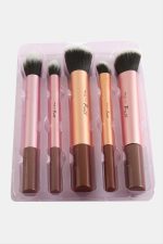 5 Adet Makyaj Fırça Seti-Kahverengi