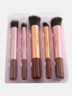 5 Adet Makyaj Fırça Seti-Kahverengi