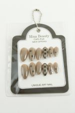 Desenli Mina Beauty Kedi Gözü Takma Tırnak-Pembe