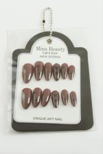 Desenli Mina Beauty Kedi Gözü Takma Tırnak-Bordo - Görsel 2