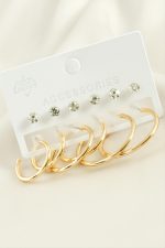 12 Adet Taşlı Halka Küpe-Sarı