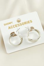 3 Sıra Trend Halka Küpe-Gümüş Rengi - Görsel 2