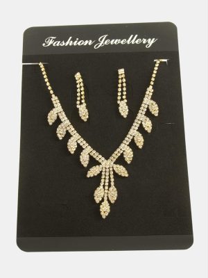 Yaprak Lüks Suyolu Set Kolye-Sarı