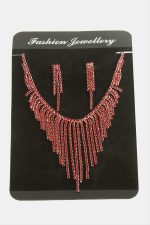 Lüks Suyolu Set Kolye-Kırmızı - Görsel 2