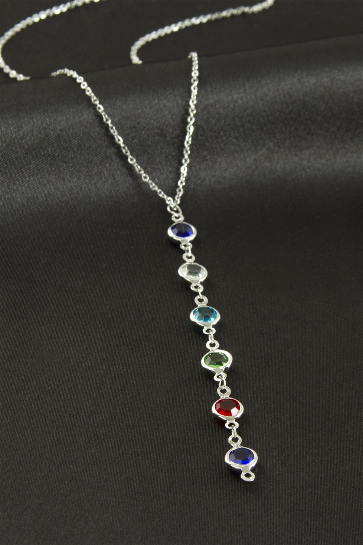 1207914_kristal-tasli-celik-kolye-ea-409.jpg Kristal Taşlı Çelik Kolye-Gümüş Rengi - Görsel 2