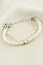 Yıldız Şerit Taşlı İnci Bileklik-Sarı