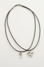 Kalp Anahtar Arkadaşlık Kolyeleri Çift Kolye-Siyah - Görsel 2