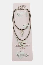 Kalp Anahtar Arkadaşlık Kolyeleri Çift Kolye-Siyah - Görsel 3