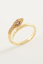 Yılan Zirkon Taşlı Yüzük-Sarı - Görsel 2