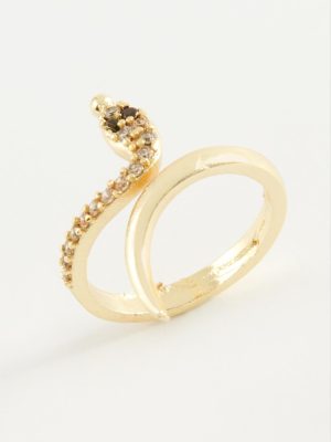 Yılan Zirkon Taşlı Yüzük-Sarı