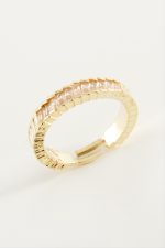 Baget Taşlı Metal Yüzük-Sarı