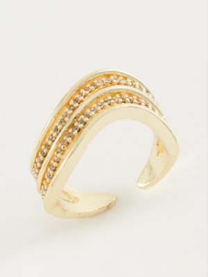 Oval Zirkon Taşlı Yüzük-Sarı