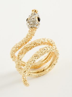 Yılan Taşlı Metal Yüzük-Sarı