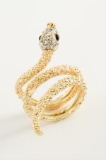 Yılan Taşlı Metal Yüzük-Gümüş Rengi