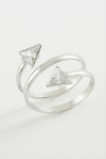 Üçgen Zirkon Taşlı Yüzük-Gümüş Rengi - Görsel 2