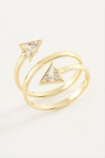 Üçgen Zirkon Taşlı Yüzük-Gümüş Rengi