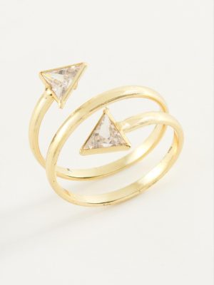 Üçgen Zirkon Taşlı Yüzük-Gümüş Rengi